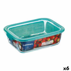 Rechteckige Lunchbox mit Deckel Luminarc Keep’n Lagon 12 x 8,5 x 5,4 cm türkis 380 ml Glas (6 Stück)
