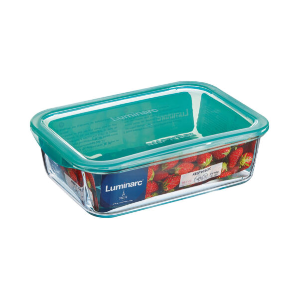 Rechteckige Lunchbox mit Deckel Luminarc Keep'n Lagon 16 x 11,3 x 6 cm türkis 820 ml Glas (6 Stück) – Bild 2