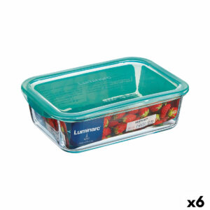 Rechteckige Lunchbox mit Deckel Luminarc Keep’n Lagon 16 x 11,3 x 6 cm türkis 820 ml Glas (6 Stück)