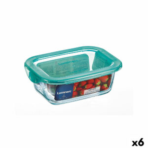 Rechteckige Lunchbox mit Deckel Luminarc Keep’n Lagon 18,5 x 13 x 6,6 cm türkis 1,22 L Glas (6 Stück)