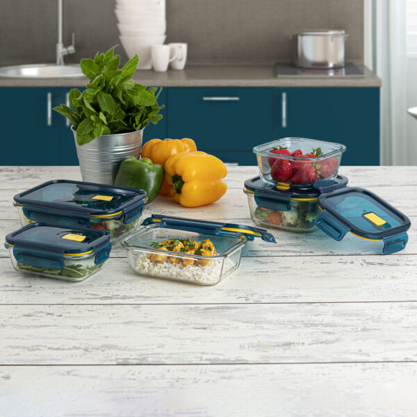 Lunchbox hermetisch Quid Astral 800 ml karriert Blau Glas (12 Stück) – Bild 3