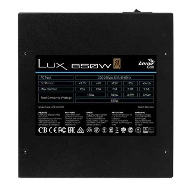 Stromquelle Aerocool LUX850 850 W 80 Plus Bronze ATX Schwarz – Bild 3